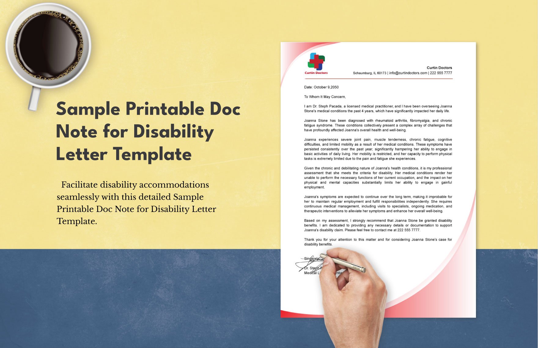 Sample Printable Doc Note for Disability Letter Template