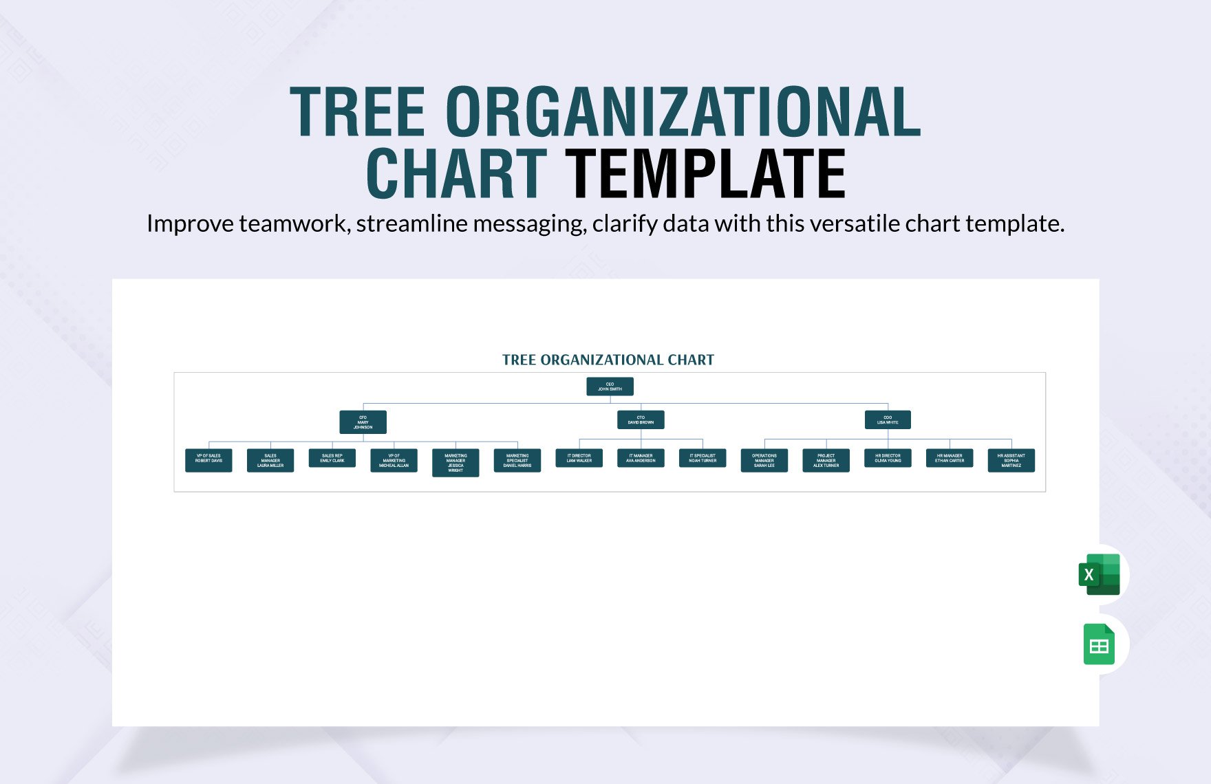 Free Tree Organizational Chart Template in Excel, Google Sheets