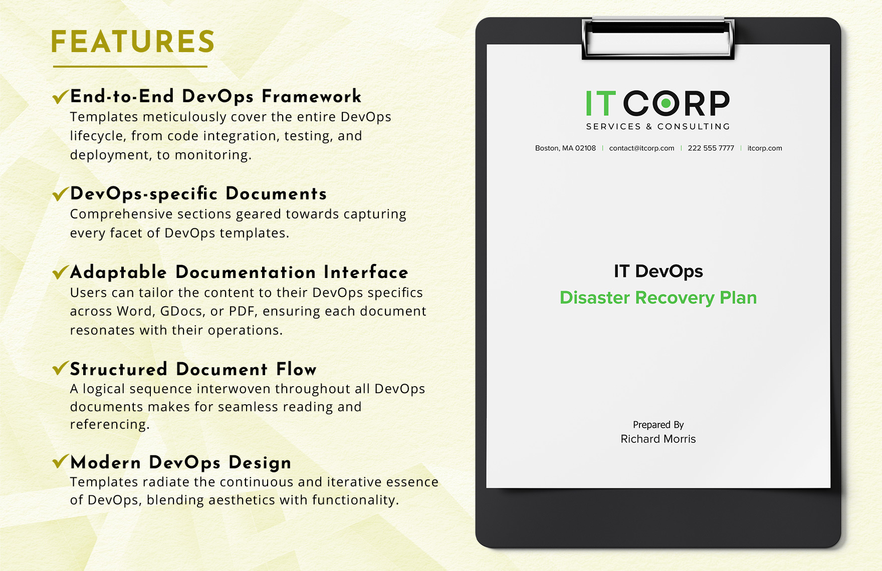 IT DevOps Disaster Recovery Plan Template