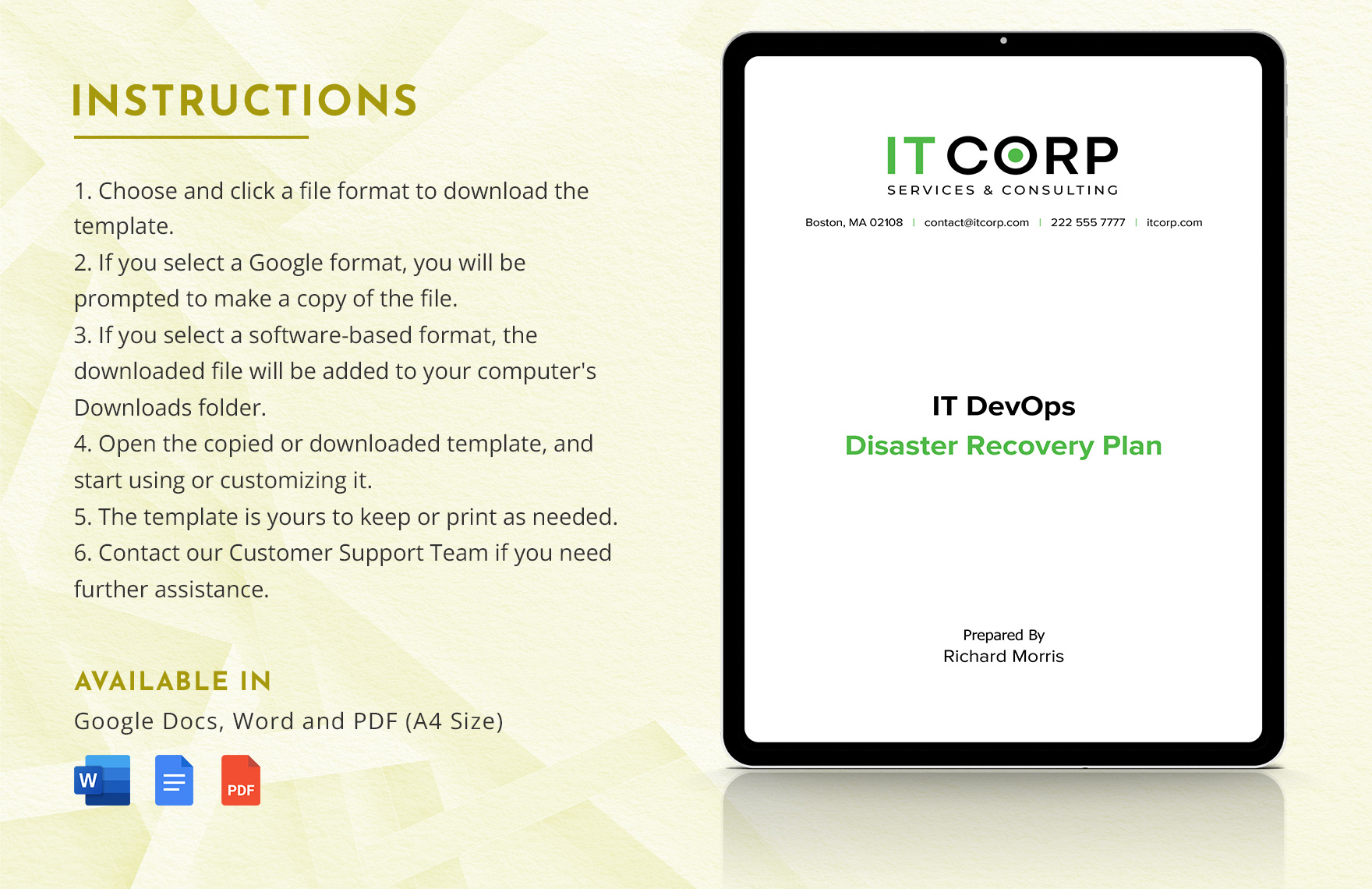 IT DevOps Disaster Recovery Plan Template