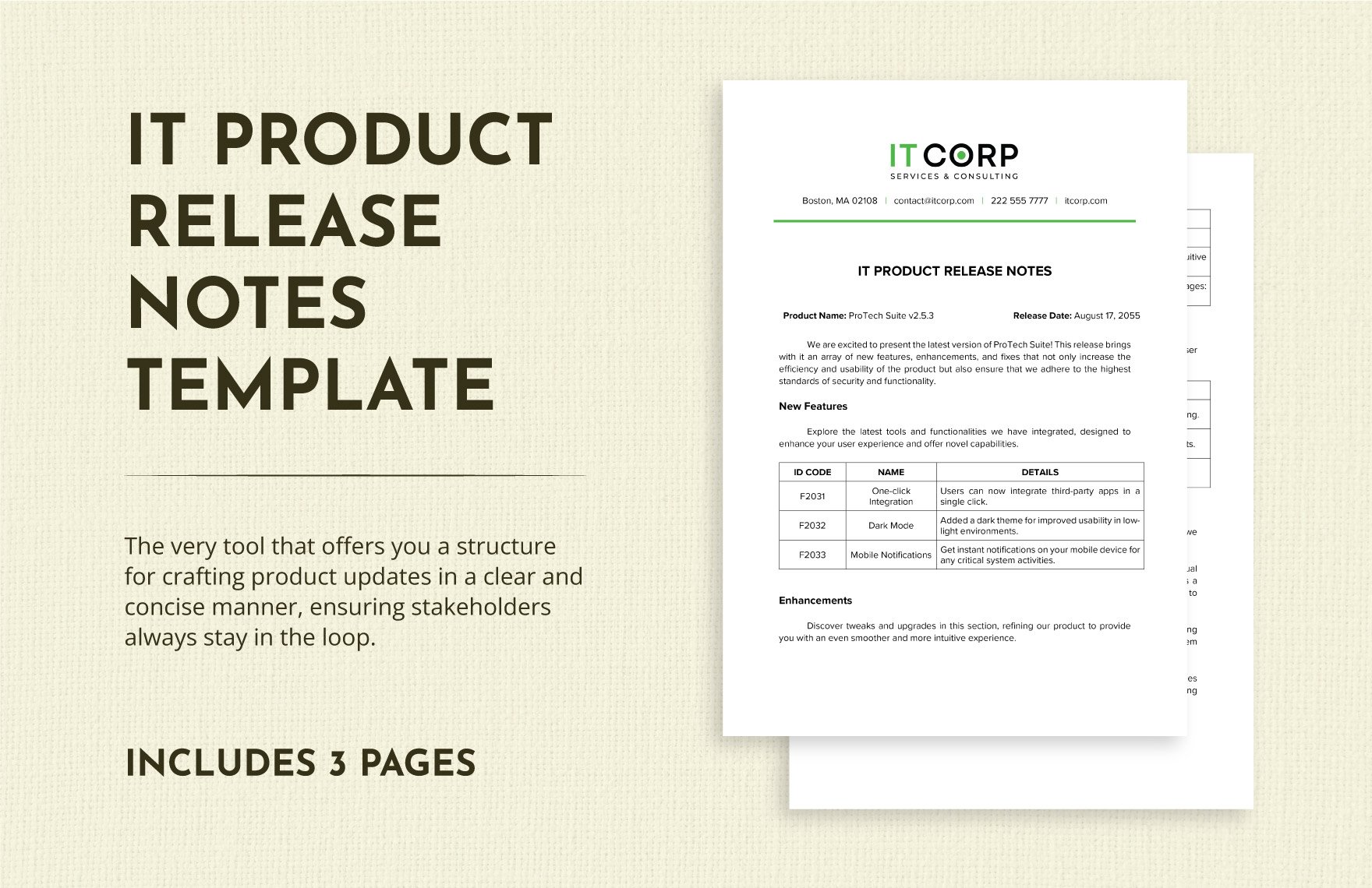 IT Product Release Notes Template