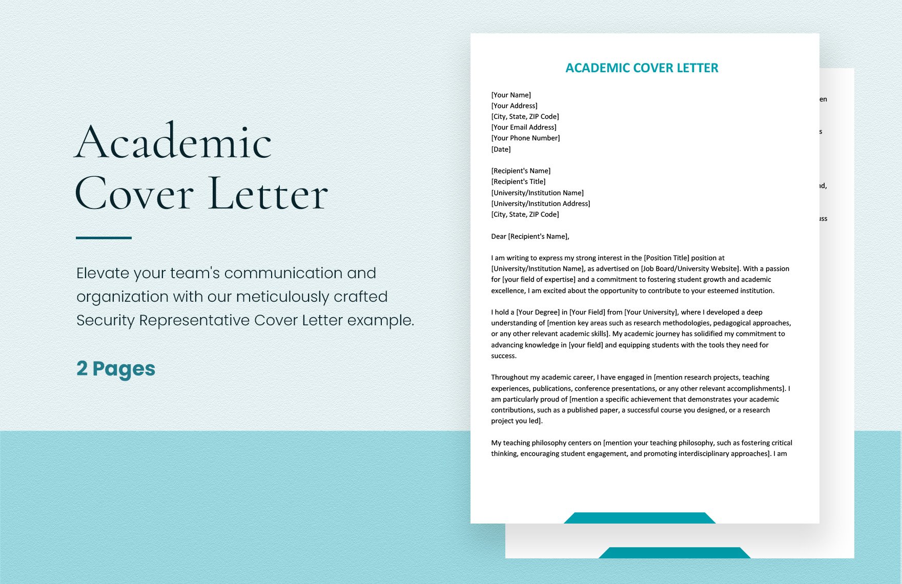 Academic Cover Letter in Word, Google Docs