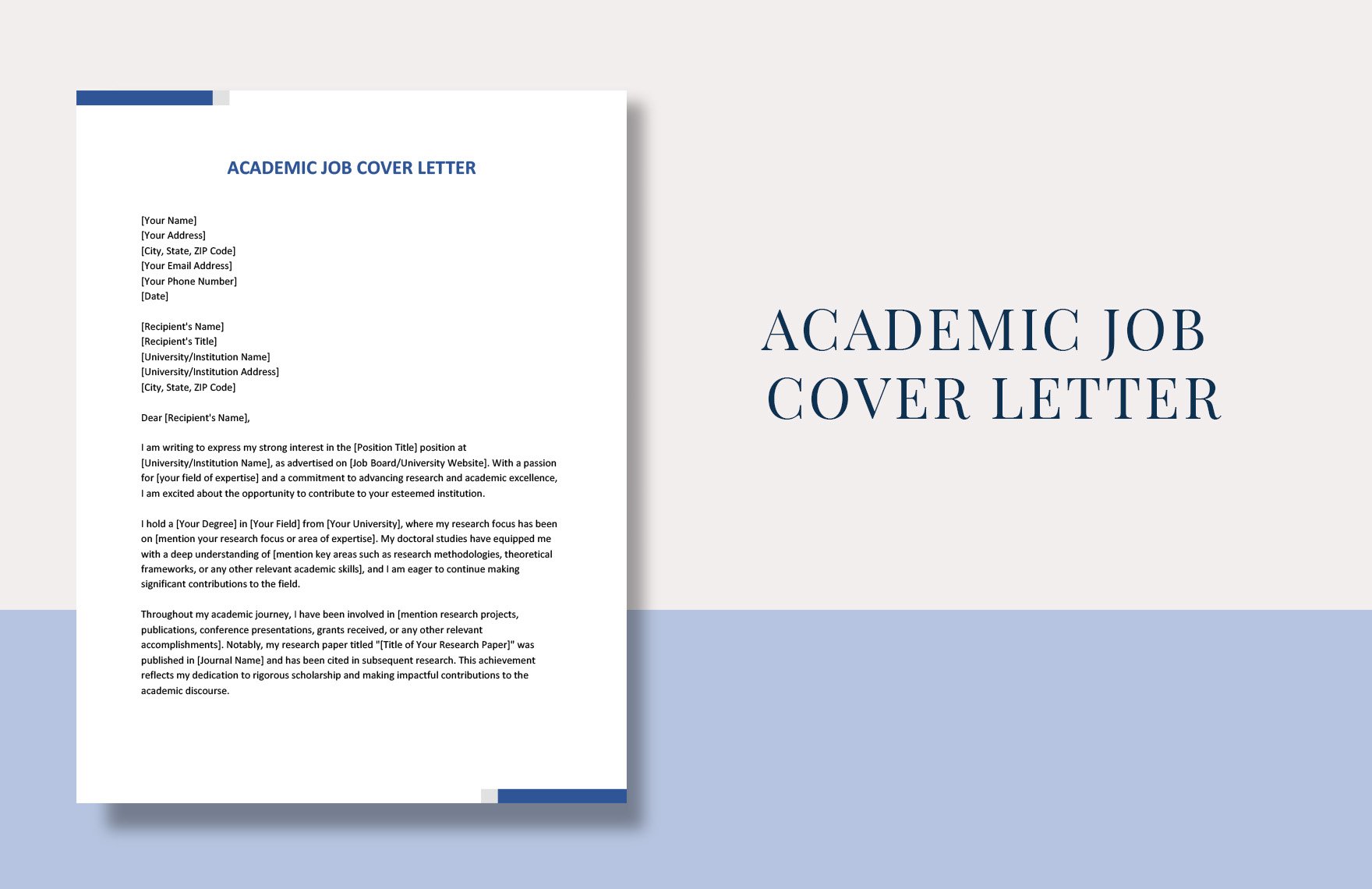 Academic Job Cover Letter in Word, Google Docs