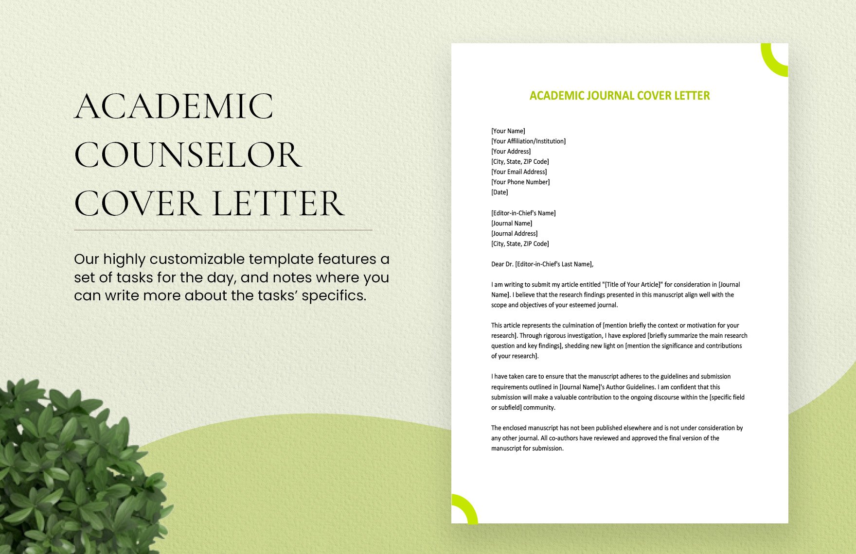 Academic Journal Cover Letter