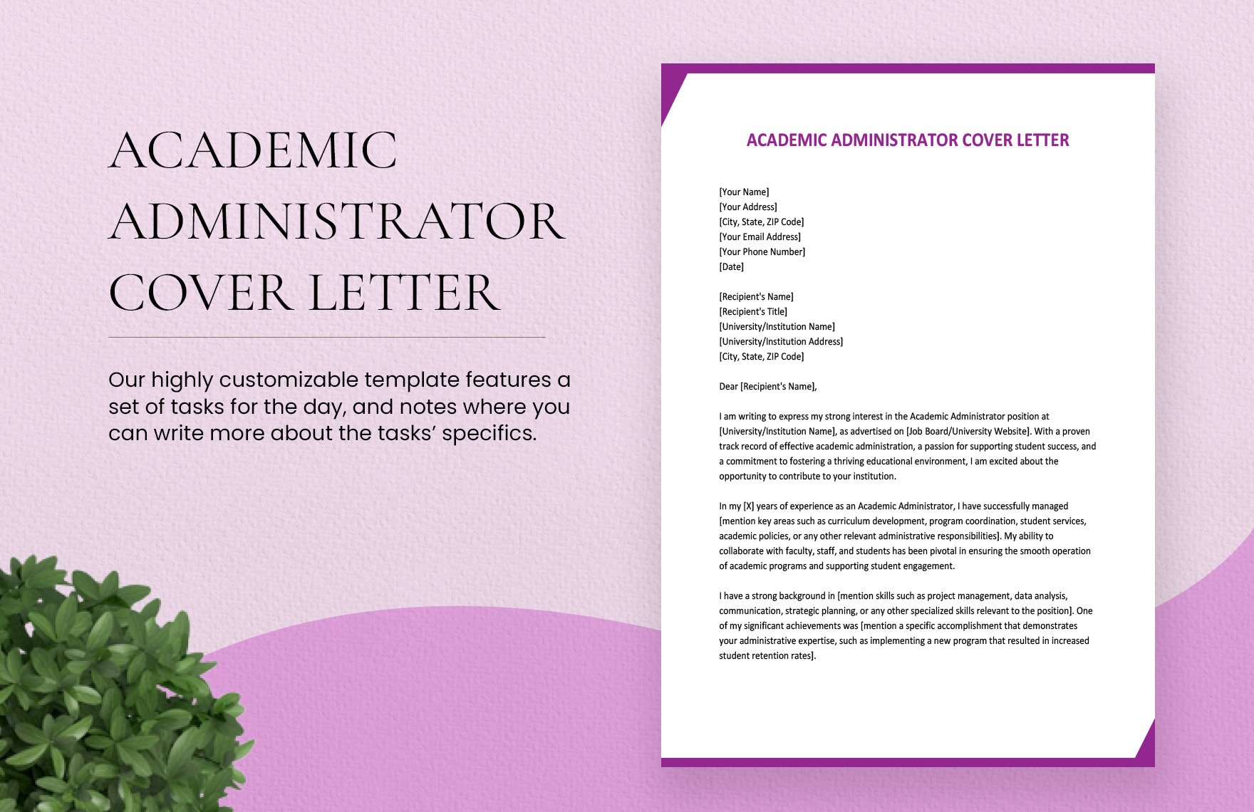 Academic Administrator Cover Letter in Word, Google Docs