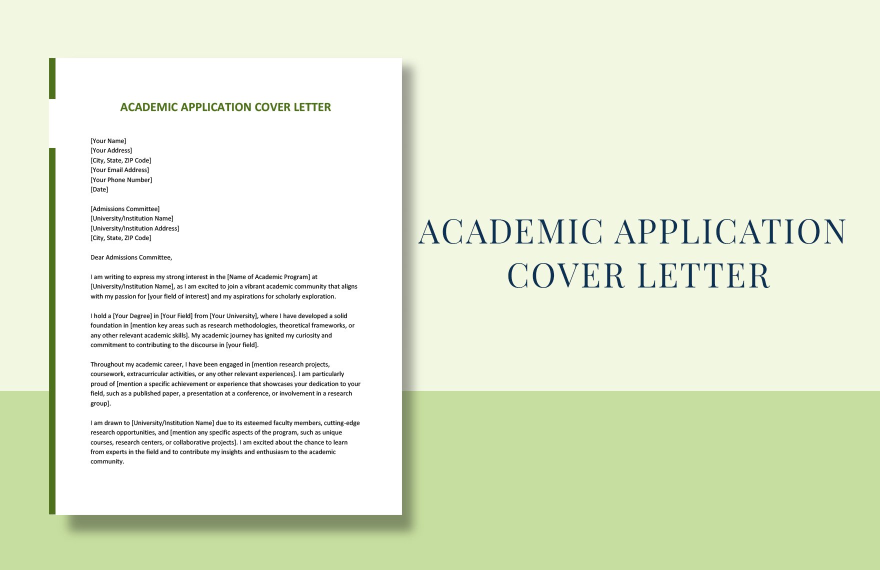 Academic Application Cover Letter