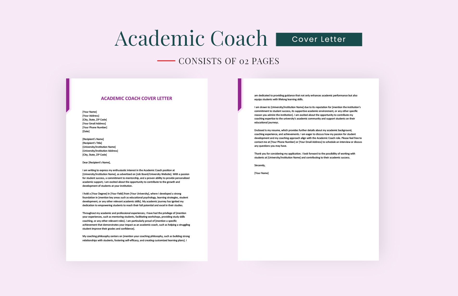 Academic Coach Cover Letter in Word, Google Docs