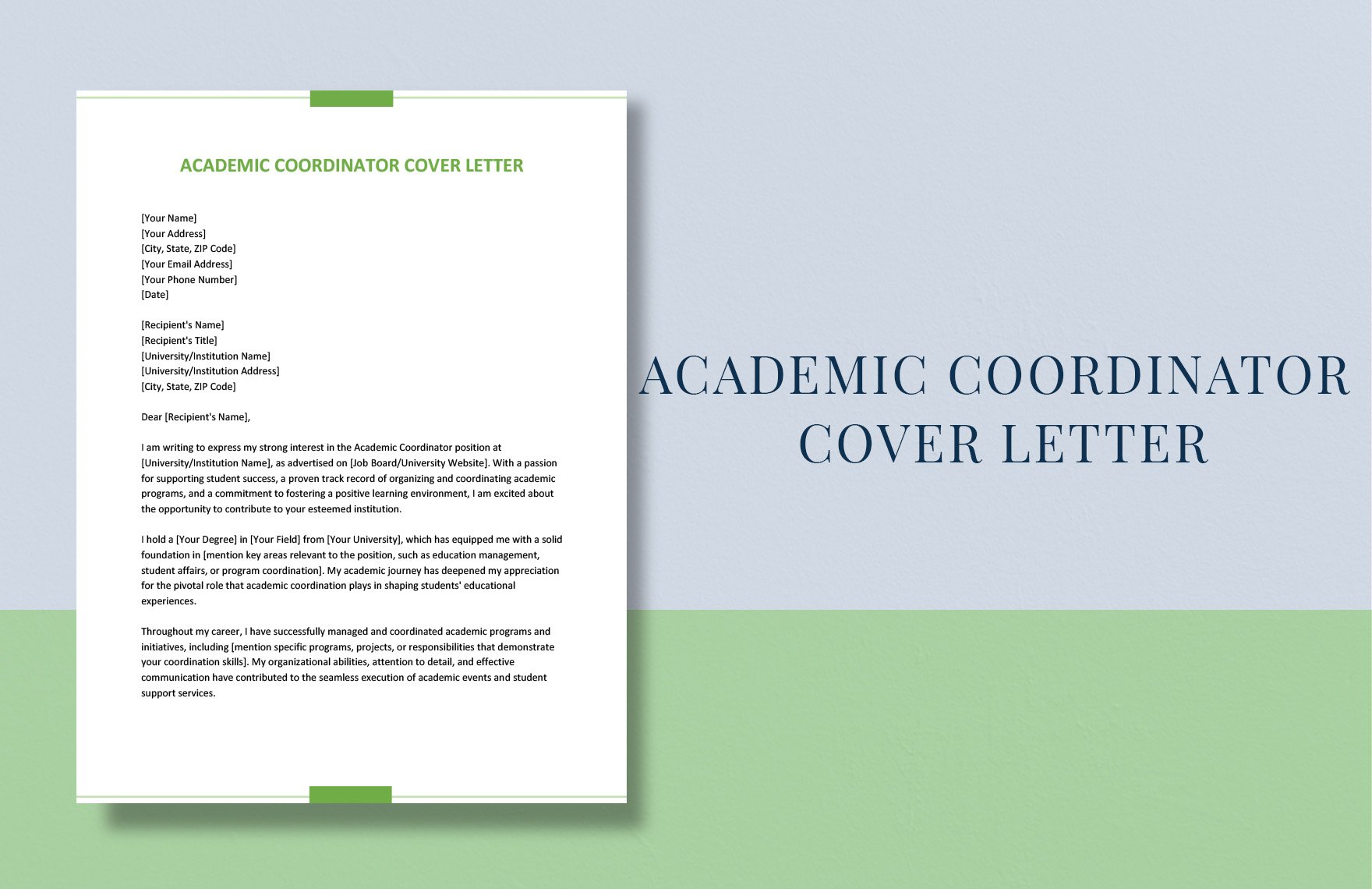 Academic Coordinator Cover Letter in Word, Google Docs