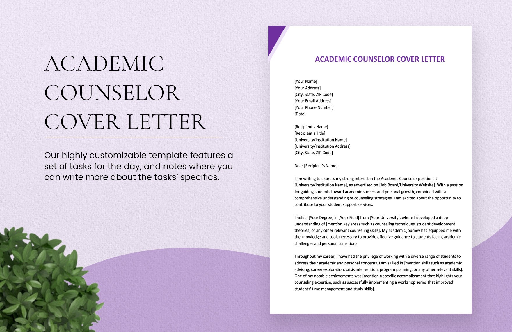 Academic Counselor Cover Letter in Word, Google Docs