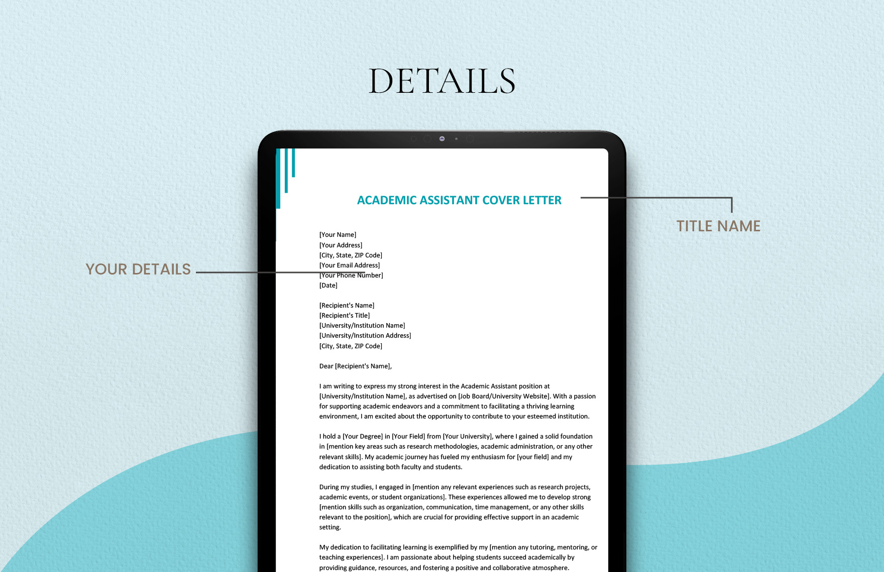 Academic Assistant Cover Letter