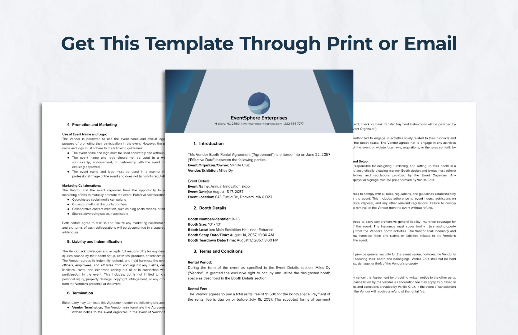 Sample Vendor Booth Rental Agreement Template in PDF Word Google Docs