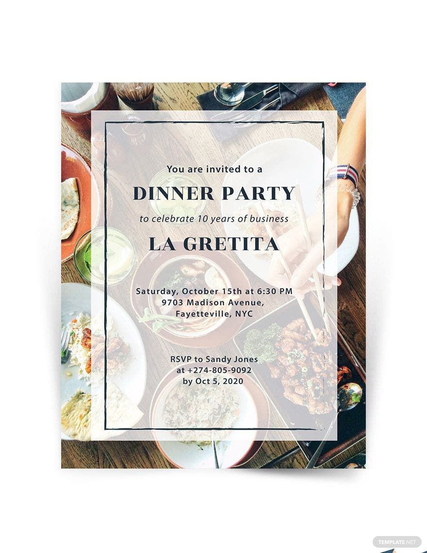 Dinner Party Flyer Template in Word, Google Docs, Illustrator, PSD, Apple Pages, Publisher, InDesign