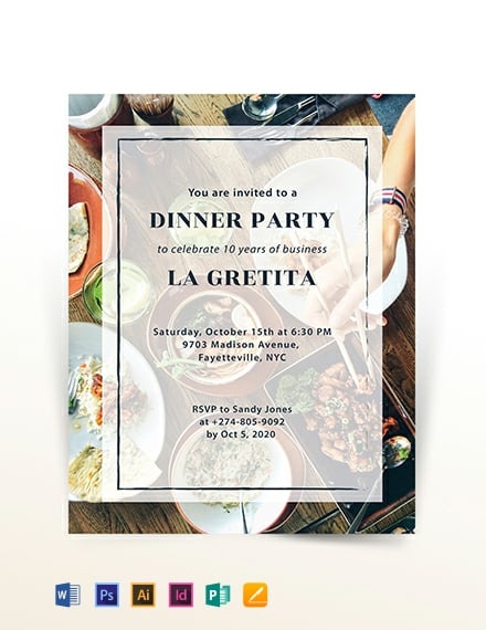dinner party flyer template 440x570