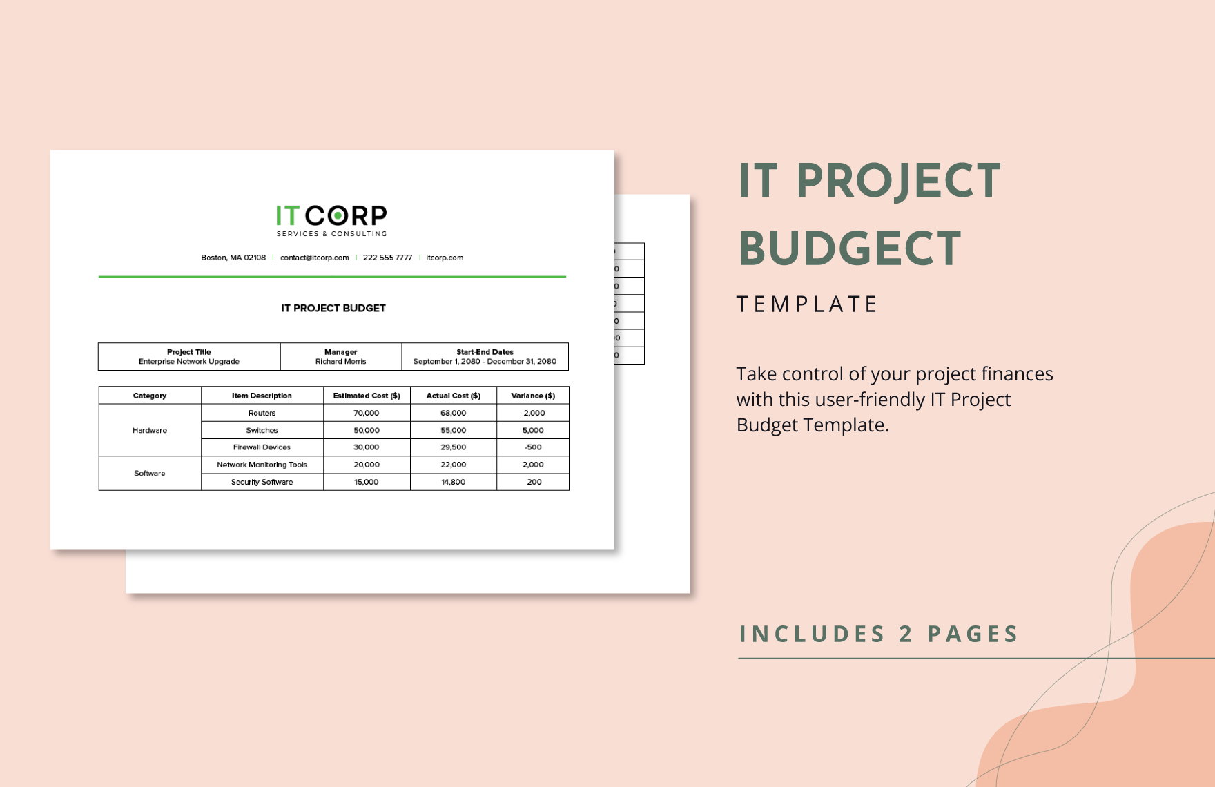 IT Project Budget Template in Word, Google Docs, PDF