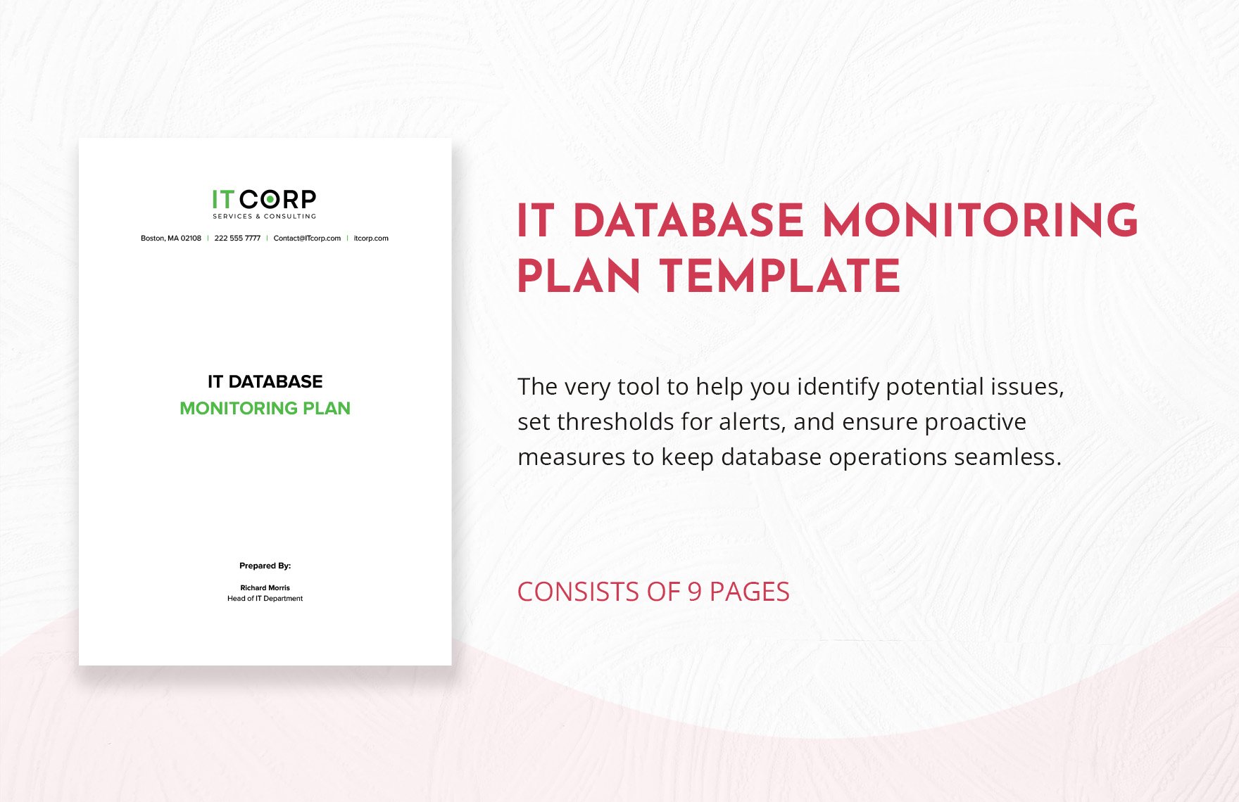 IT Database Monitoring Plan Template in Word, Google Docs, PDF