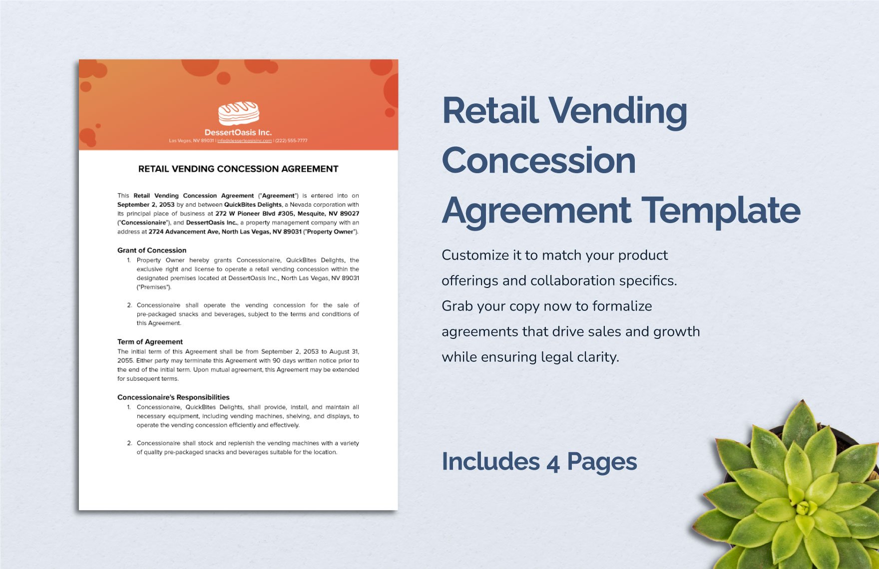 Retail Vending Concession Agreement Template