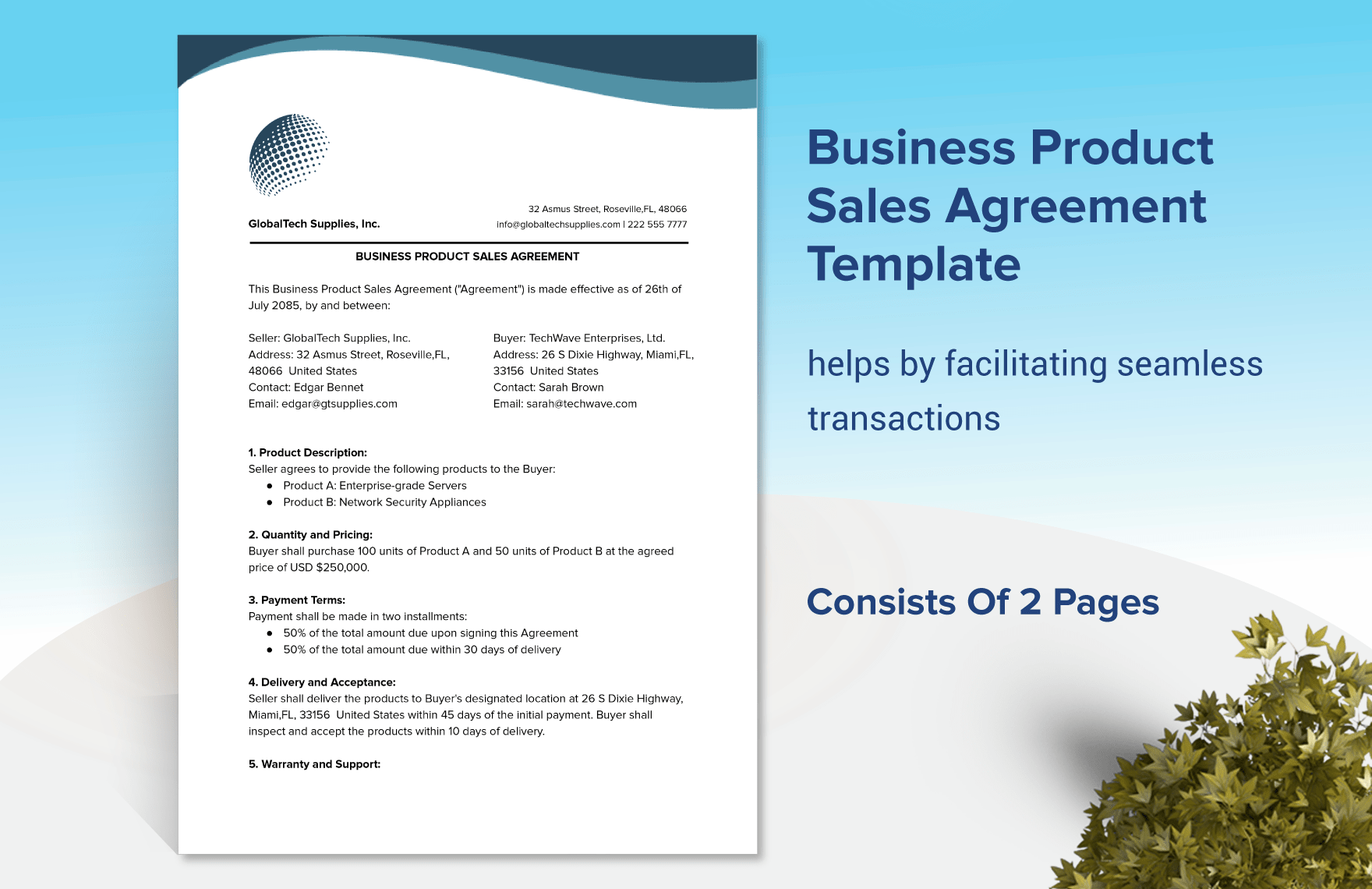 Business Product Sales Agreement Template