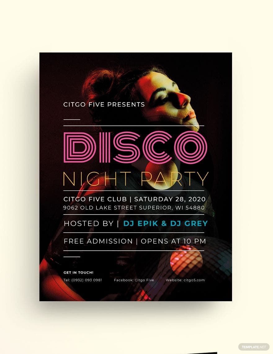 Disco Flyer Template in Word, Google Docs, Illustrator, PSD, Apple Pages, Publisher, InDesign