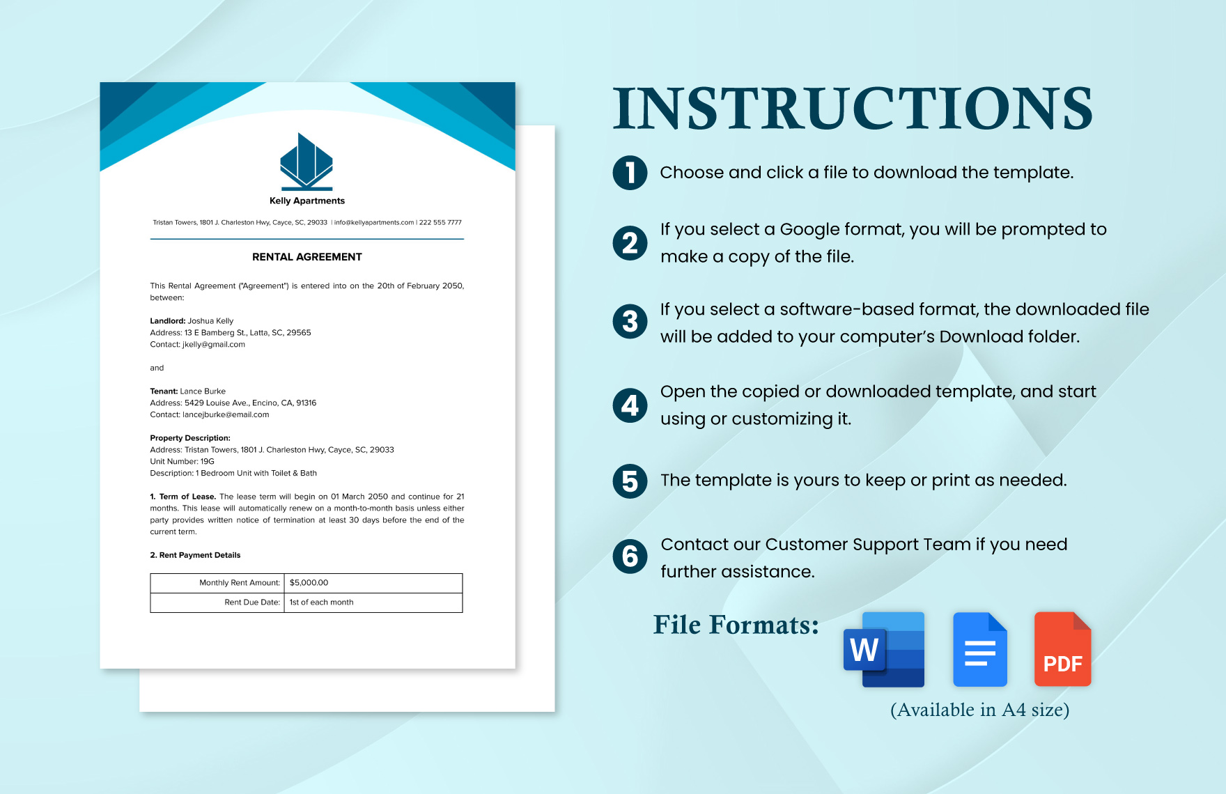 Simple Rental Agreement Format Template
