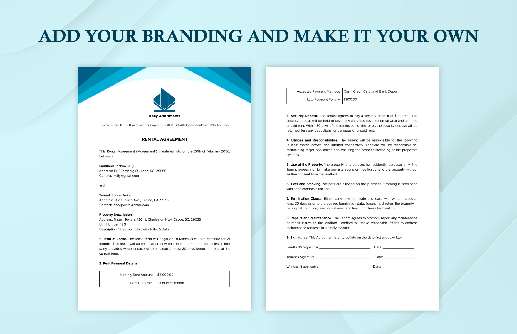 Simple Rental Agreement Format Template