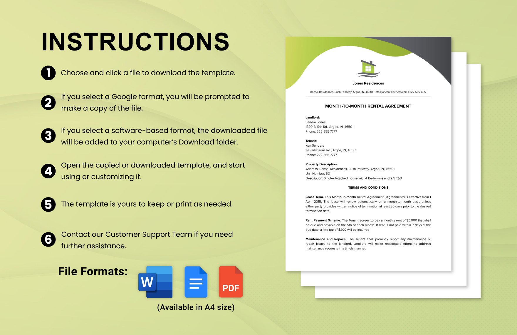 Printable Month to Month Rental Agreement Template