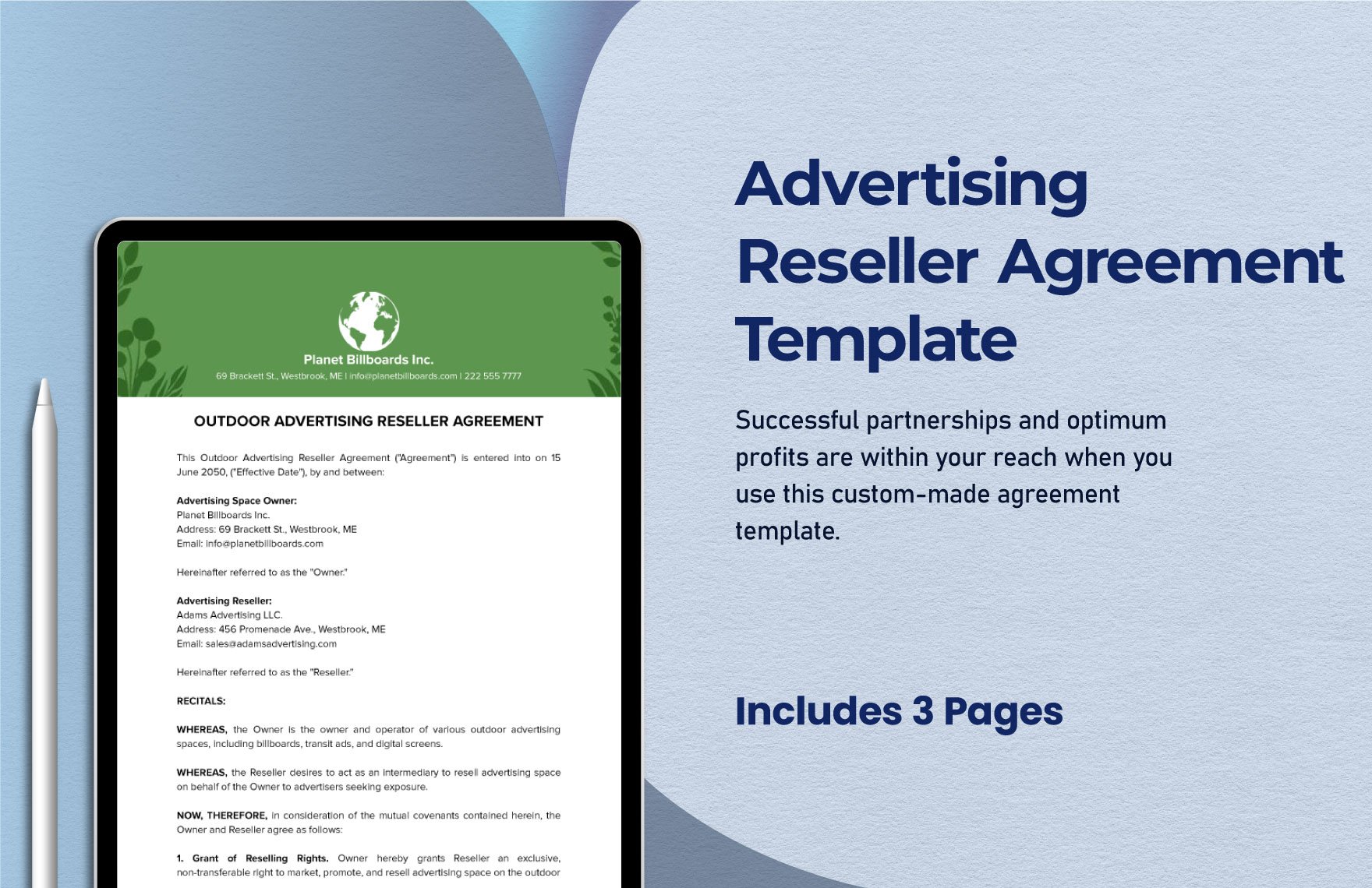 Advertising Reseller Agreement Template