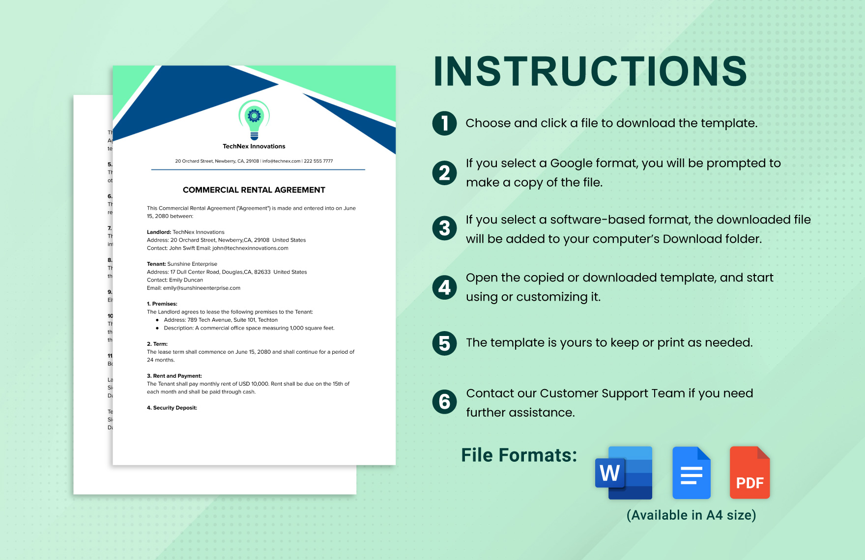 Editable Commercial Rental Agreement Template