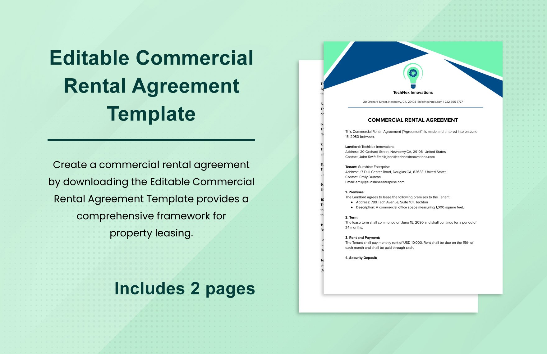 Editable Commercial Rental Agreement Template