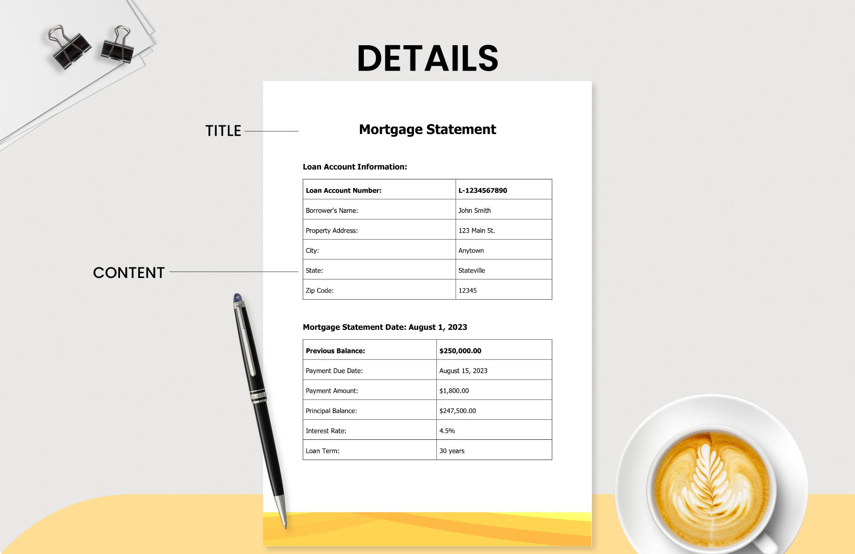 Mortgage Statement Template