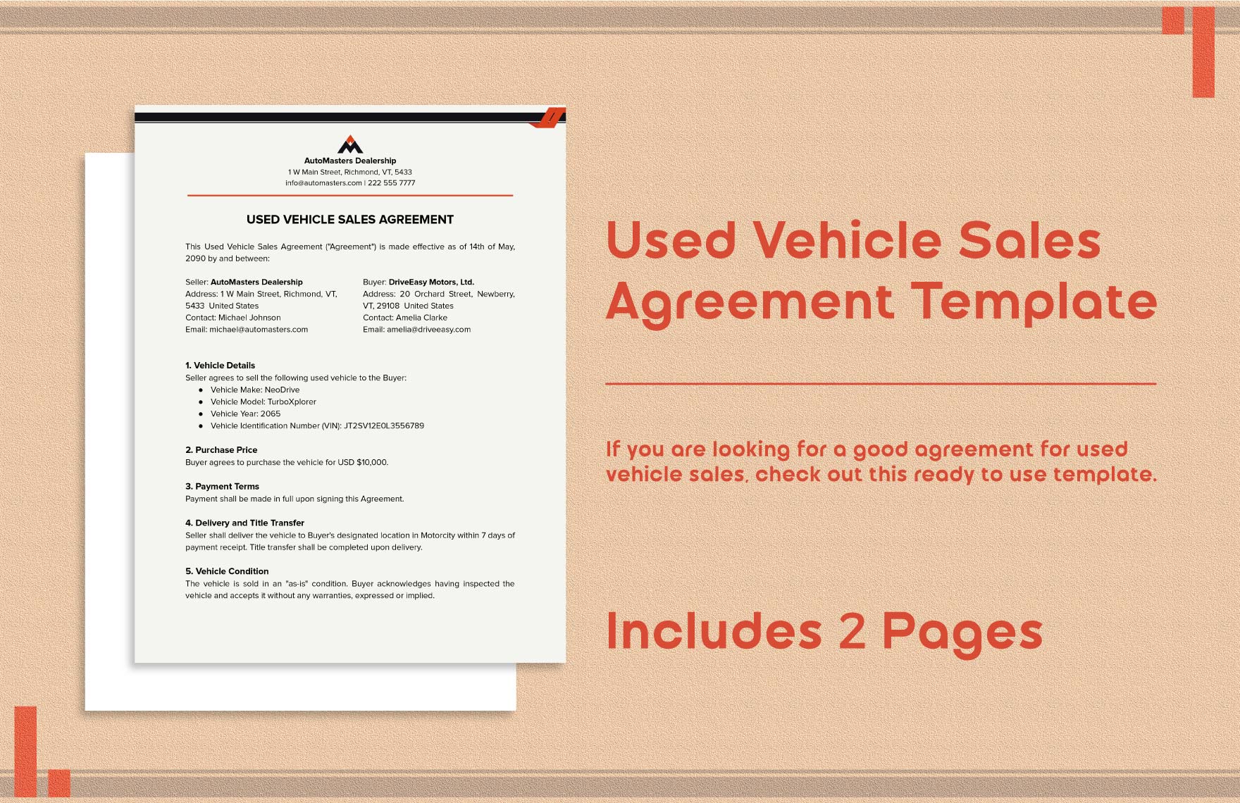 Used Vehicle Sales Agreement Template
