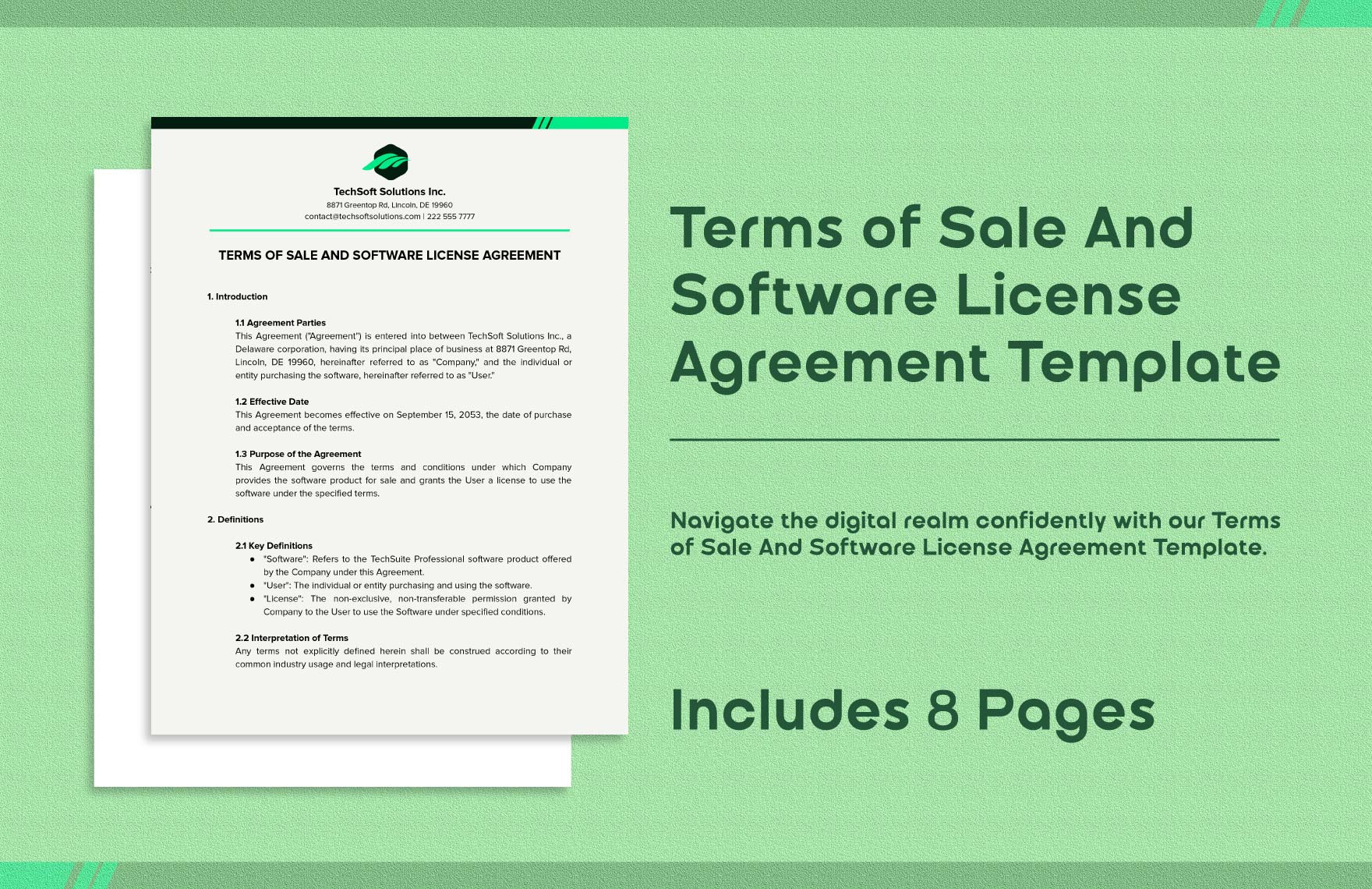 Terms of Sale And Software License Agreement Template
