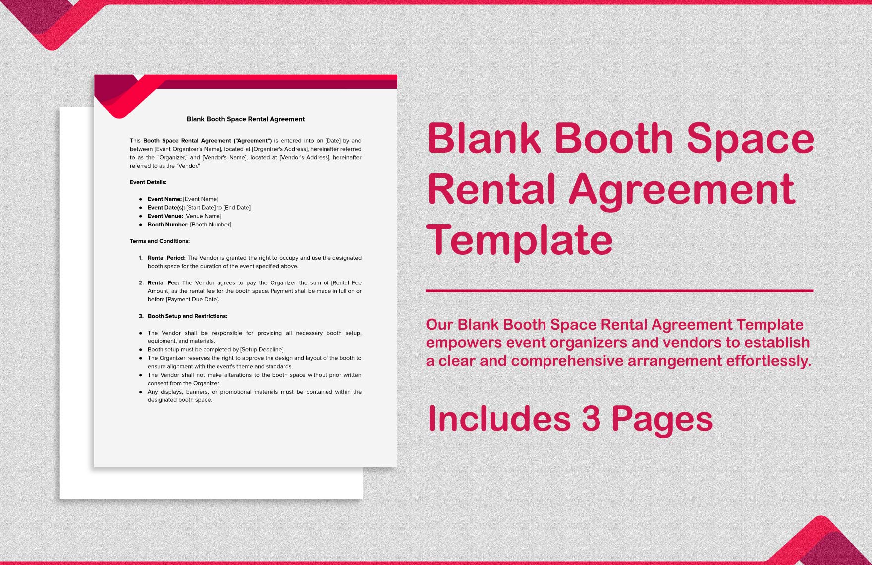 Blank Booth Space Rental Agreement Template 