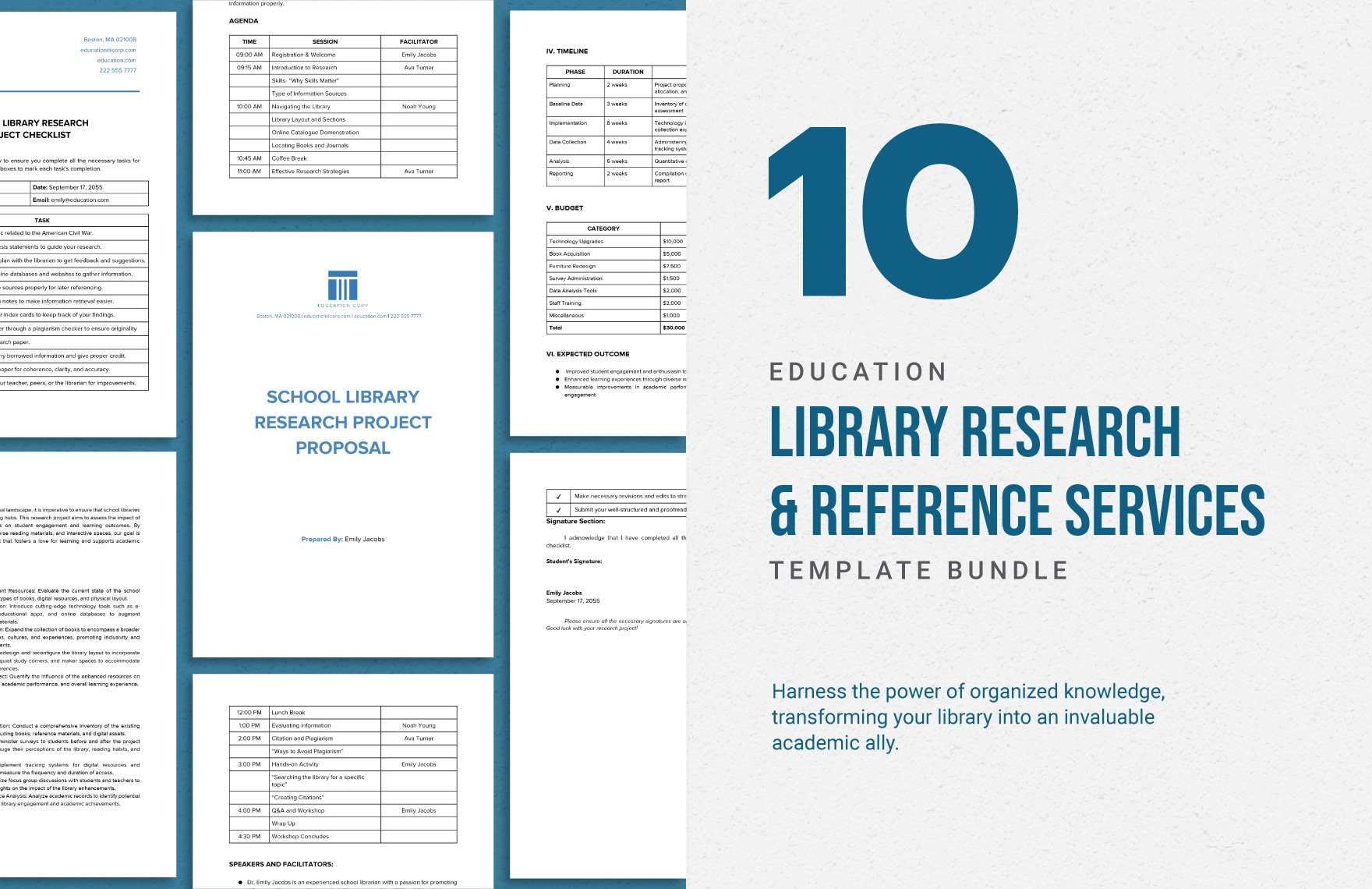 10 Education Library Research and Reference Services Template Bundle