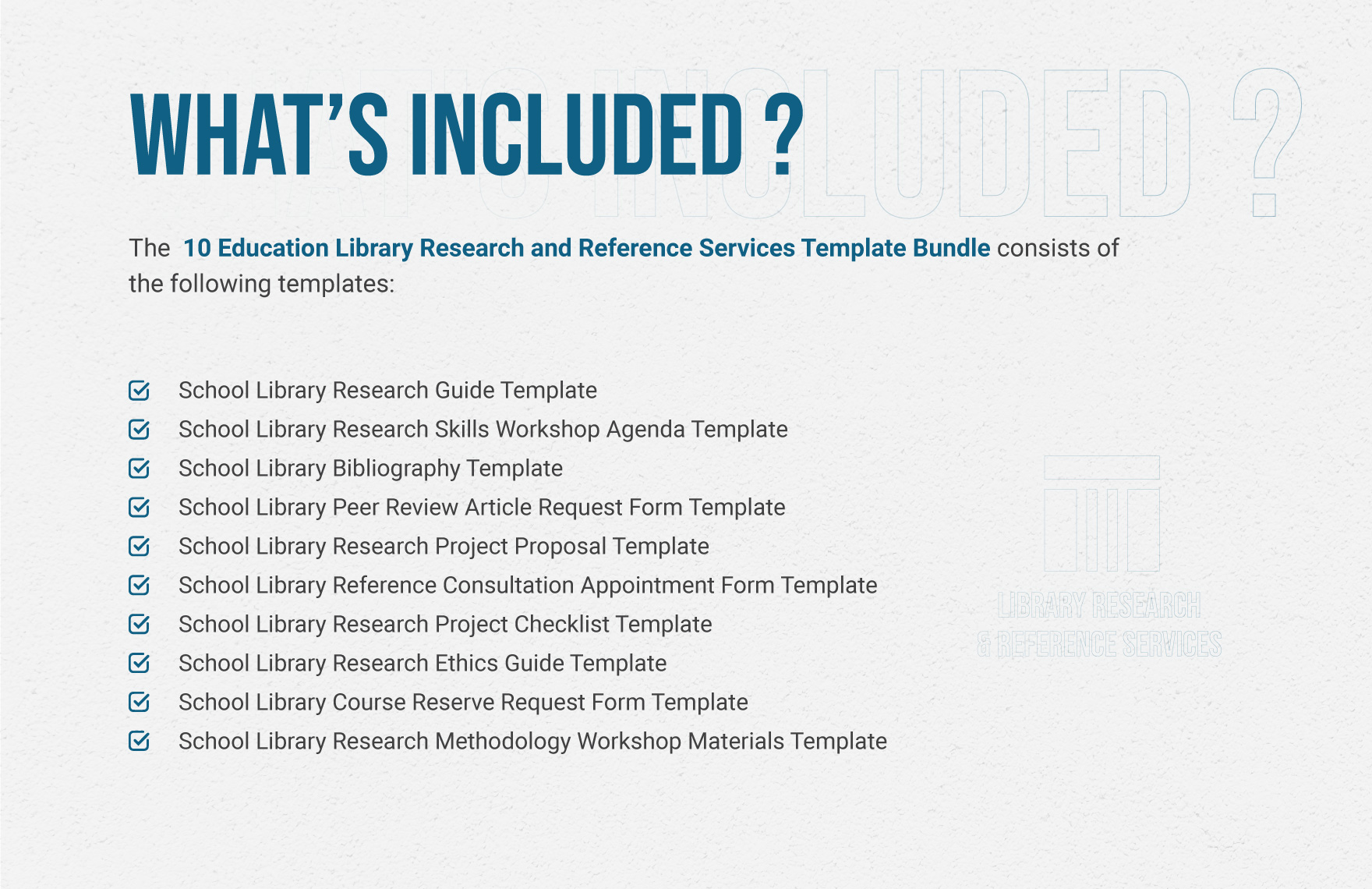 10 Education Library Research and Reference Services Template Bundle