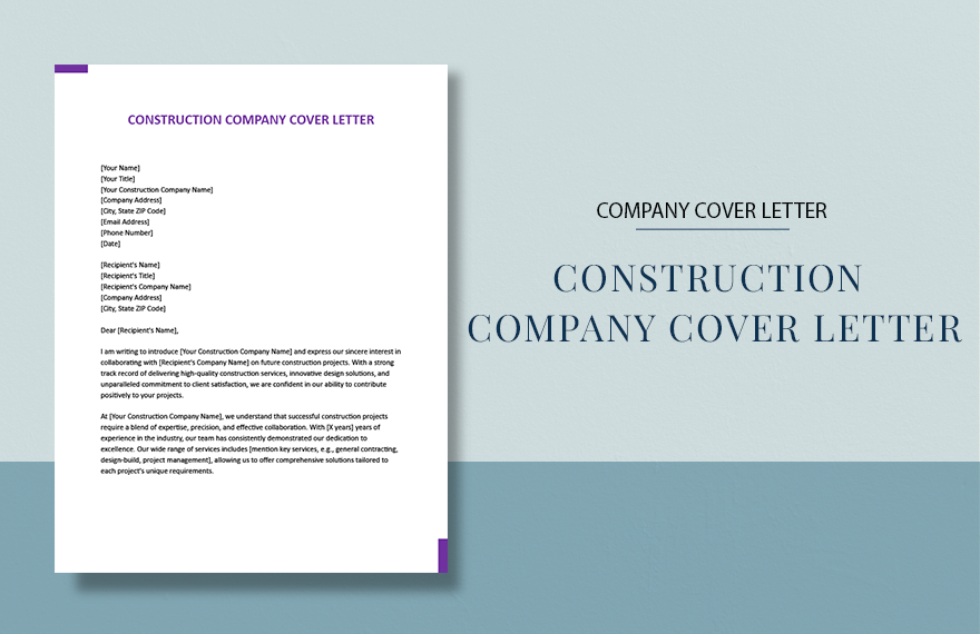 Construction Company Cover Letter in Word, Google Docs