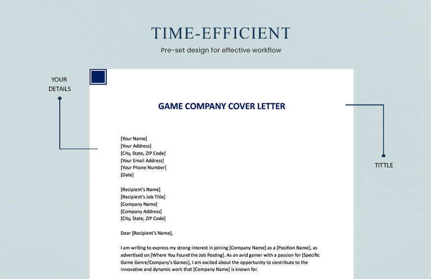 Game Company Cover Letter