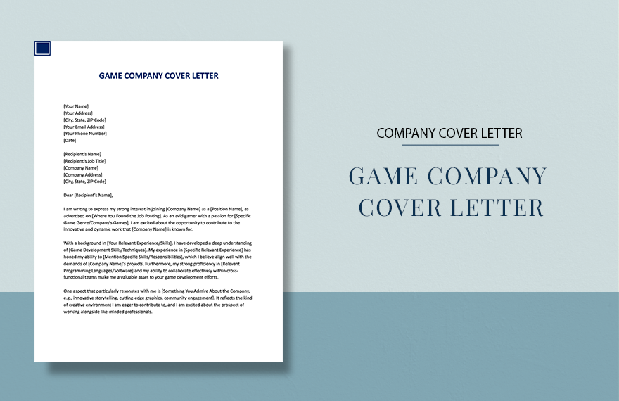 Game Company Cover Letter