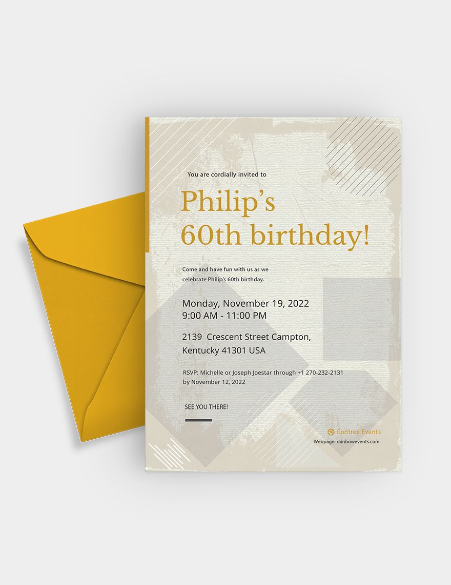 60th Birthday Invitation Card Template - Download in Word, Google Docs