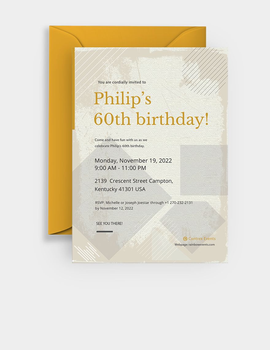 60th Birthday Invitation Card Template