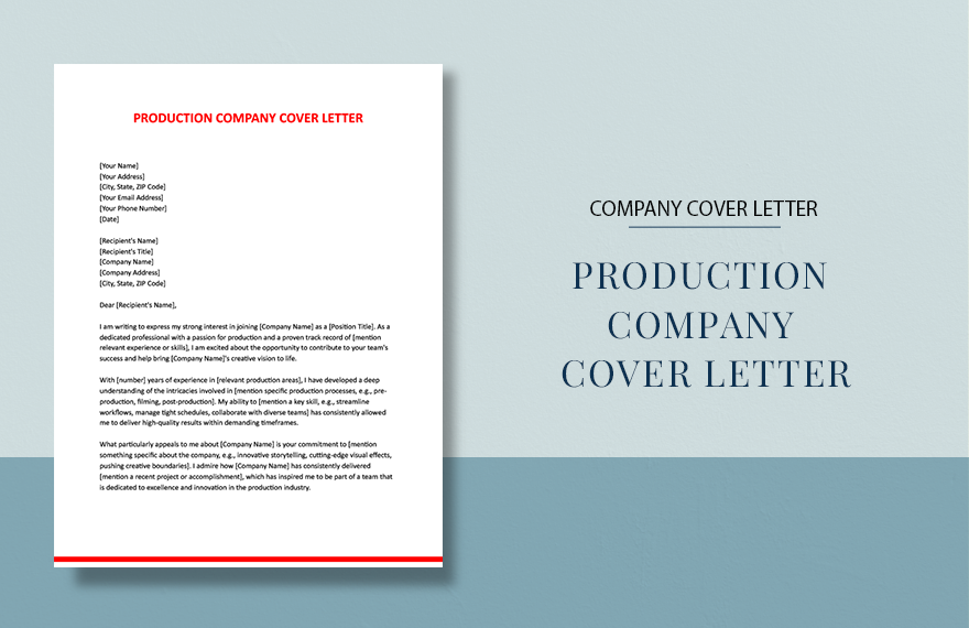 Production Company Cover Letter in Word, Google Docs