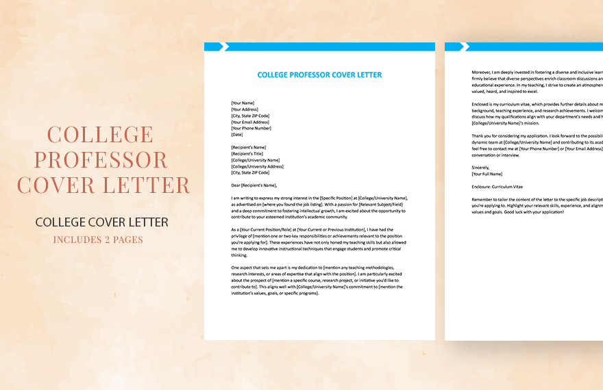 Free College Professor Cover Letter in Word, Google Docs