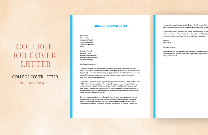 College Job Cover Letter in Word, Google Docs