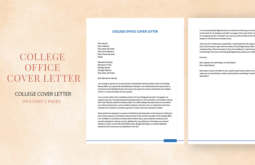 College Office Cover Letter in Word, Google Docs