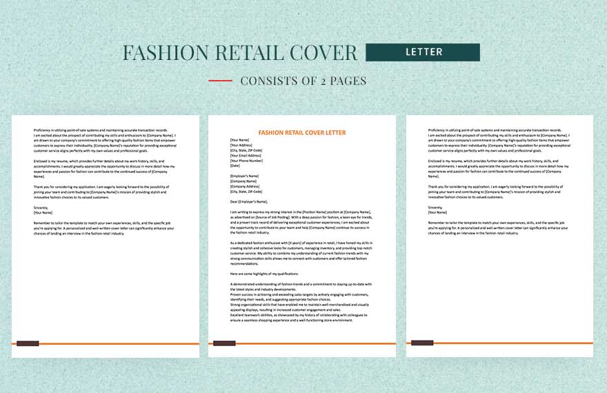 Fashion Retail Cover Letter in Word, Google Docs
