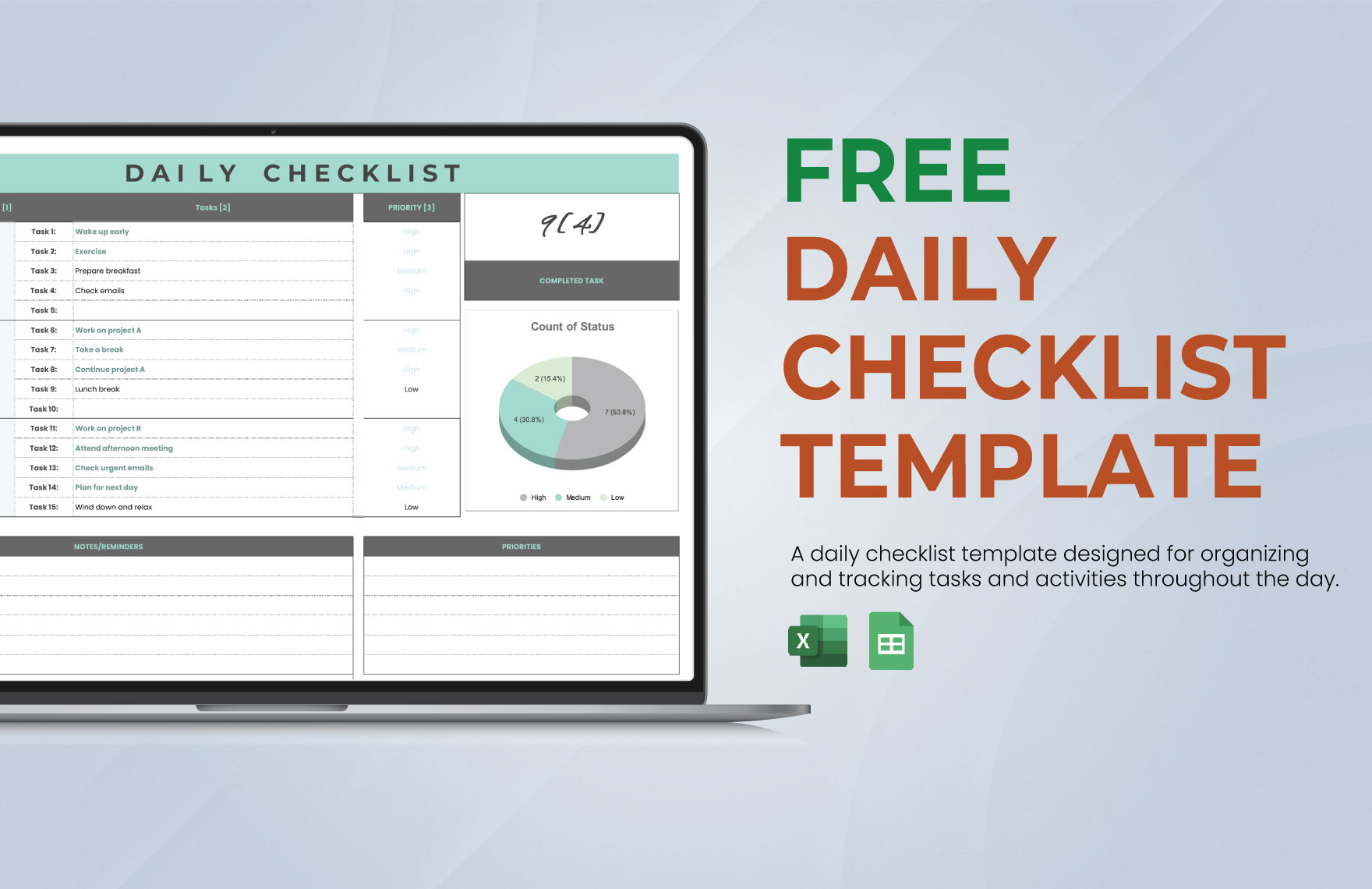 Free Daily Checklist Template Download In Excel Google Sheets 