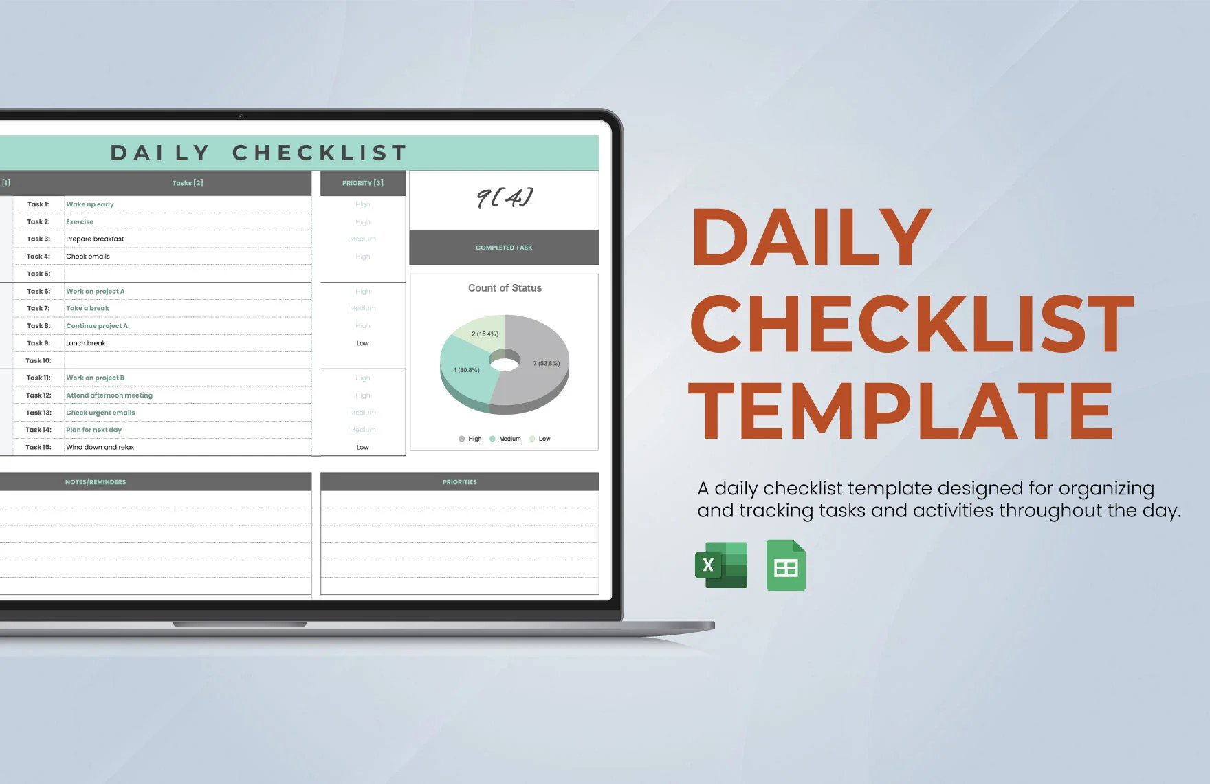 Free Daily Checklist Template in Excel, Google Sheets