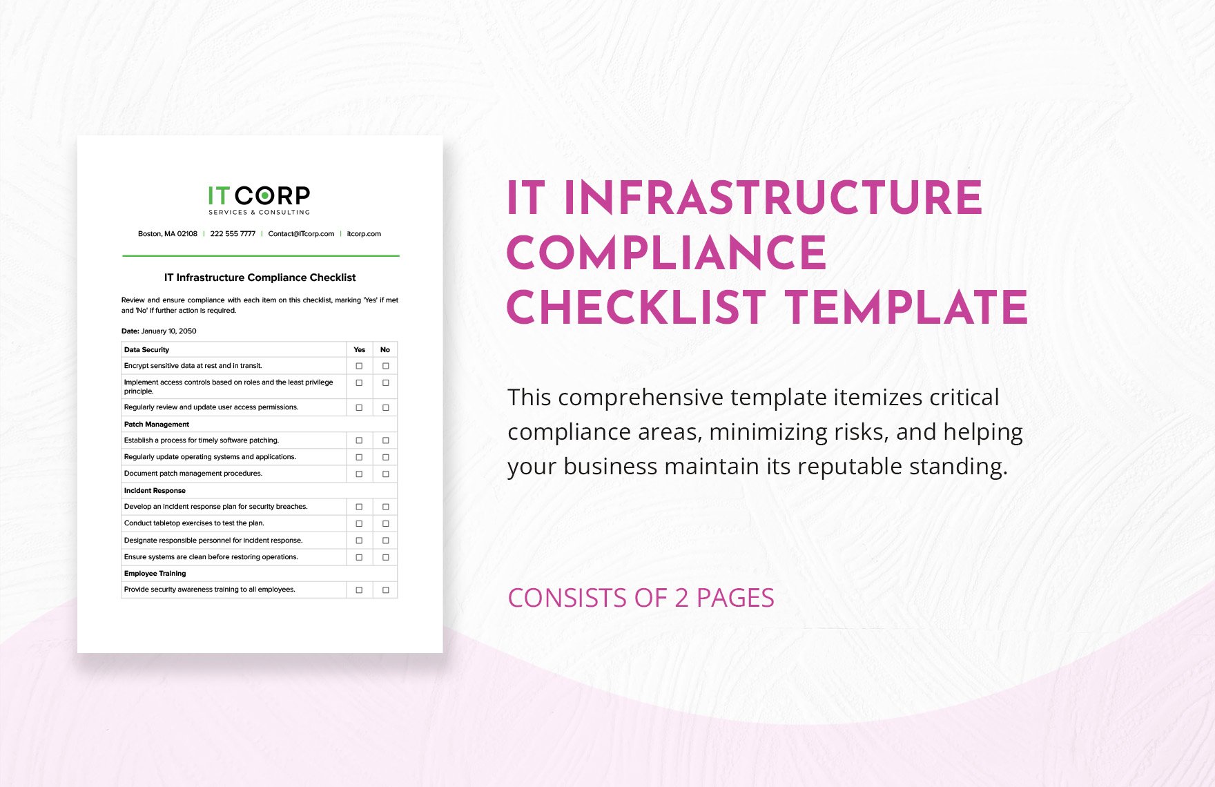 IT Infrastructure Compliance Checklist Template in Word, Google Docs, PDF