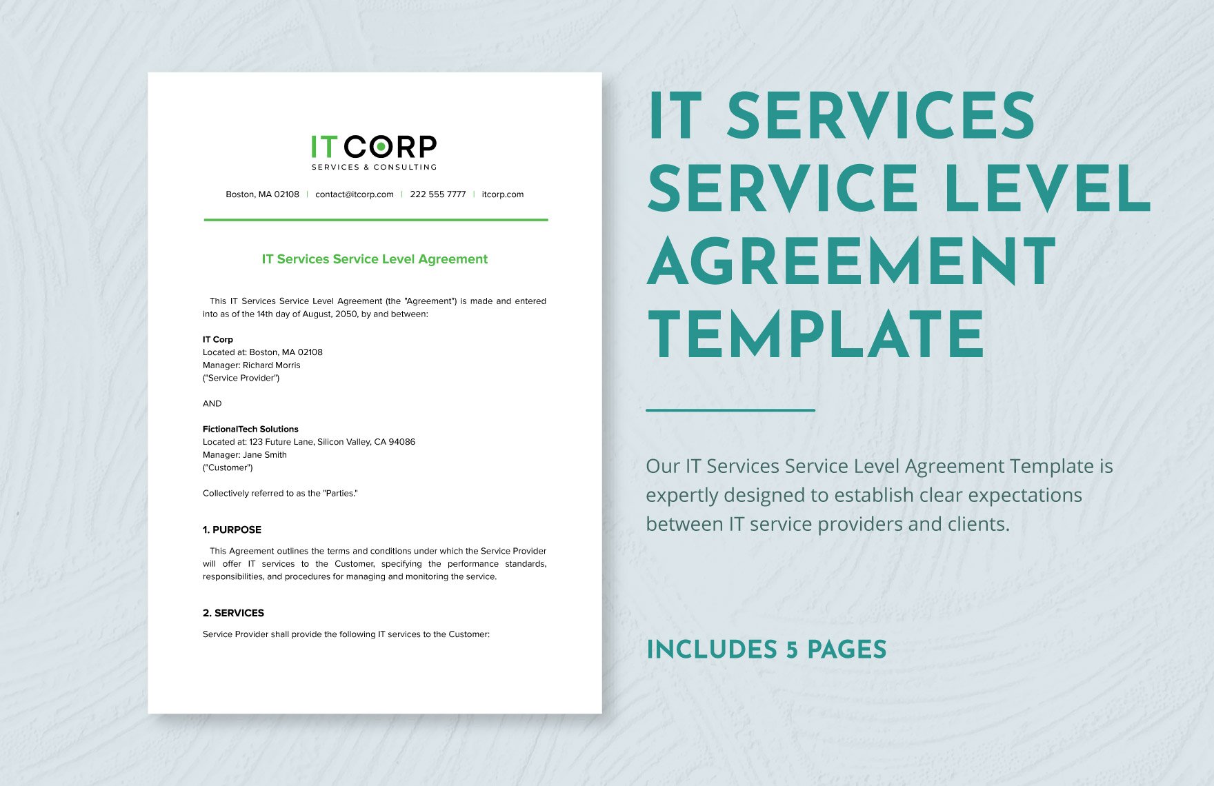 IT Services Service Level Agreement Template