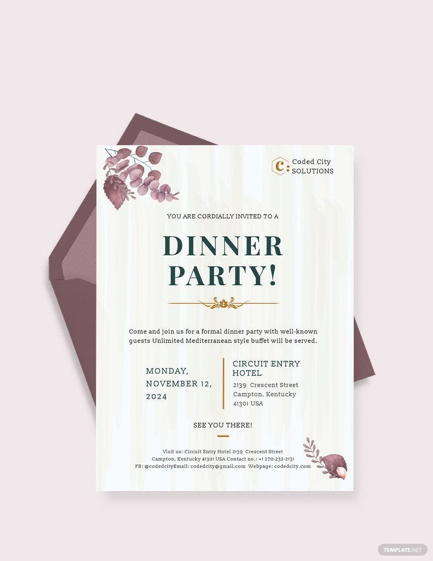 formal dinner invitation template - word, google docs, google docs