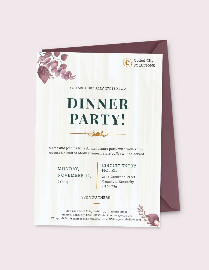 Formal Dinner Invitation Template